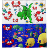 シャワーカーテンフィッシュカニ海 シャワーカーテン (正面)