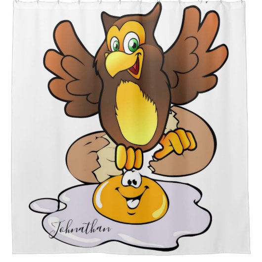 シャワーカーテンフクロウ卵 シャワーカーテン (正面)