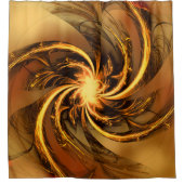 シャワーカーテンフラクタルツイストグローイエロー シャワーカーテン (正面)