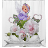 シャワーカーテンフローラエンジェルホワイトスワン シャワーカーテン (正面)