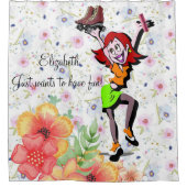 シャワーカーテンフローラスケートで滑る有おもしろい シャワーカーテン (正面)