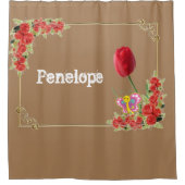 シャワーカーテンフローラバタフライベージュモノグラム シャワーカーテン (正面)