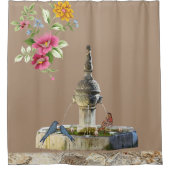 シャワーカーテンフローラバードストーンベージュ シャワーカーテン (正面)