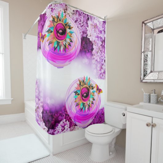 シャワーカーテンフローラライラック シャワーカーテン (インサイチュ)