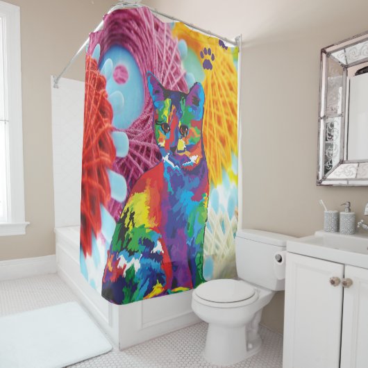 シャワーカーテンフローラ猫 シャワーカーテン (インサイチュ)