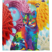 シャワーカーテンフローラ猫 シャワーカーテン (正面)