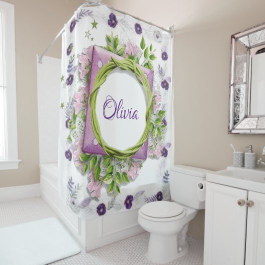 シャワーカーテンフローラ紫 シャワーカーテン (インサイチュ)