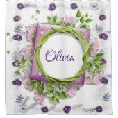 シャワーカーテンフローラ紫 シャワーカーテン (正面)