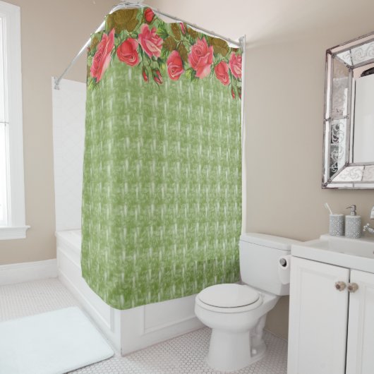 シャワーカーテンフローラ緑 シャワーカーテン (インサイチュ)