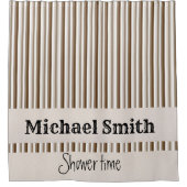 シャワーカーテンブラウンベージュストライプ シャワーカーテン (正面)