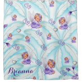 シャワーカーテンブルーパープルベビー天使の羽 シャワーカーテン (正面)