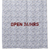 シャワーカーテンブルーブラウンオープン24時間 シャワーカーテン (正面)