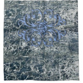 シャワーカーテンブルー大理石 シャワーカーテン (正面)