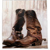 シャワーカーテンブーツカントリー素朴な西部衣服b シャワーカーテン (正面)