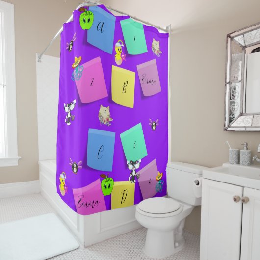 シャワーカーテンペンギンキャットイエローシック シャワーカーテン (インサイチュ)