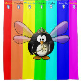 シャワーカーテンペンギンストライプ日の週 シャワーカーテン (正面)