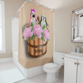 シャワーカーテンペンギン愛のワイングラス シャワーカーテン (インサイチュ)