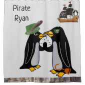 シャワーカーテンペンギン海賊パッチボート シャワーカーテン (正面)