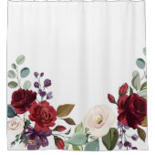 シャワーカーテンホワイトローズ金ゴールド幾何学的Fl シャワーカーテン (正面)