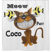 シャワーカーテンポープリントキャットフィッシュニャー シャワーカーテン (正面)