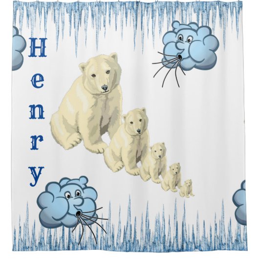 シャワーカーテンポーラベアアイスバーグクラウド シャワーカーテン (正面)