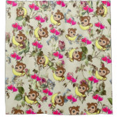 シャワーカーテンモンキーズバナナピンクハートフローラ シャワーカーテン (正面)