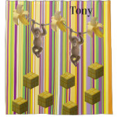 シャワーカーテンモンキーロープストライプ シャワーカーテン (正面)