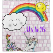 シャワーカーテンユニコーン虹 シャワーカーテン (正面)