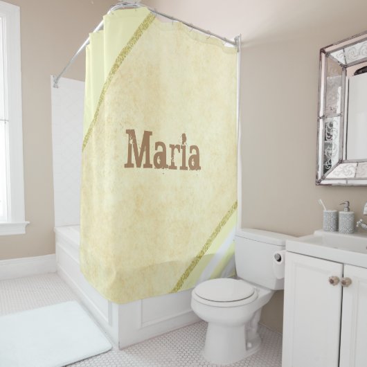 シャワーカーテンライトイエローベージュストライプ金ゴールド シャワーカーテン (インサイチュ)