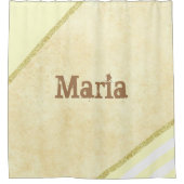 シャワーカーテンライトイエローベージュストライプ金ゴールド シャワーカーテン (正面)