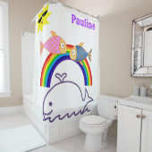 シャワーカーテンレインボーサンホエールフィッシュ シャワーカーテン (インサイチュ)