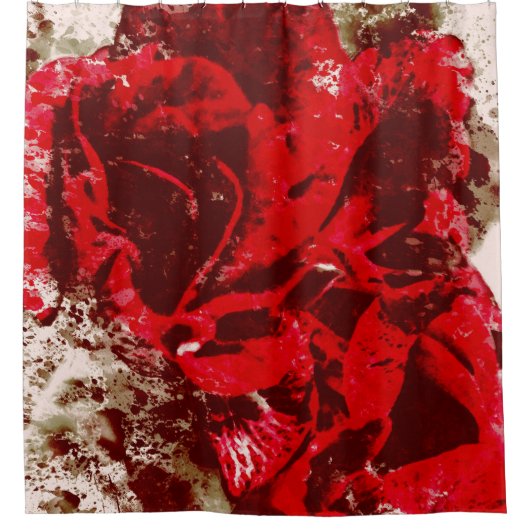 シャワーカーテンレッドローズウォーター色 シャワーカーテン (正面)