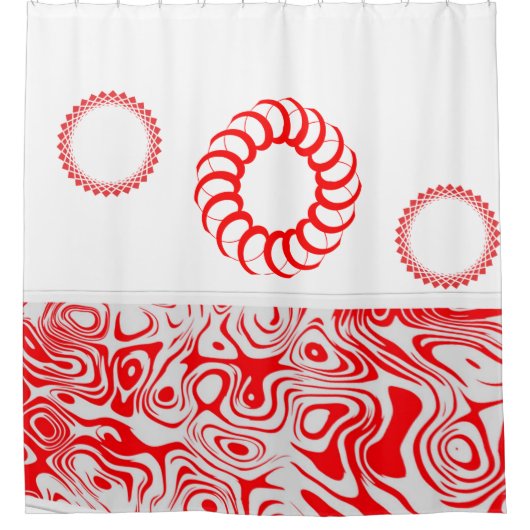 シャワーカーテンレッド円形 シャワーカーテン (正面)