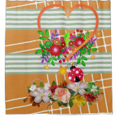 シャワーカーテンレディバグストライプフローラ シャワーカーテン (正面)