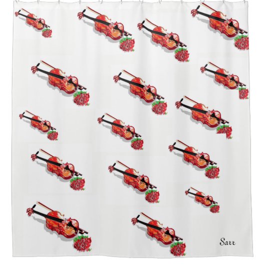 シャワーカーテンヴァイオリン&バラ シャワーカーテン (正面)