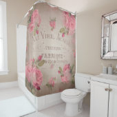 シャワーカーテンヴィンテージみすぼらしいフランスのバラ シャワーカーテン (インサイチュ)