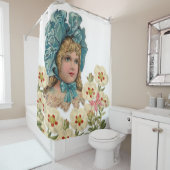 シャワーカーテンヴィンテージ女性フローラ蝶 シャワーカーテン (インサイチュ)