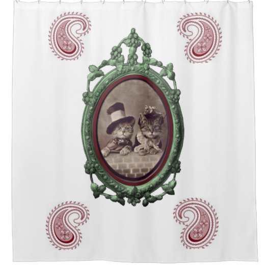 シャワーカーテンヴィンテージ猫 シャワーカーテン (正面)