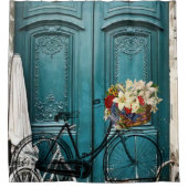 シャワーカーテンヴィンテージ自転車フローラ シャワーカーテン