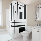 シャワーカーテン上の黒いジオメトリックな形状 シャワーカーテン (インサイチュ)