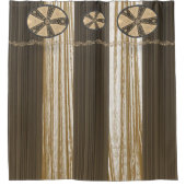 シャワーカーテン円形ベージュブラウンストライプ シャワーカーテン (正面)