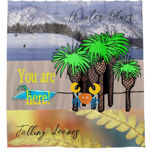 シャワーカーテン夏の冬の秋ここにいる! シャワーカーテン (正面)