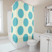 シャワーカーテン大円ドットブルークリーム シャワーカーテン (インサイチュ)