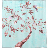 シャワーカーテン抽象芸術アクアバードピンク シャワーカーテン (正面)