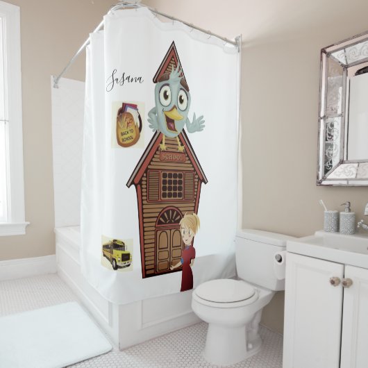 シャワーカーテン新学期先生バス シャワーカーテン (インサイチュ)