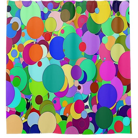 シャワーカーテン明るい円カラフル形 シャワーカーテン (正面)