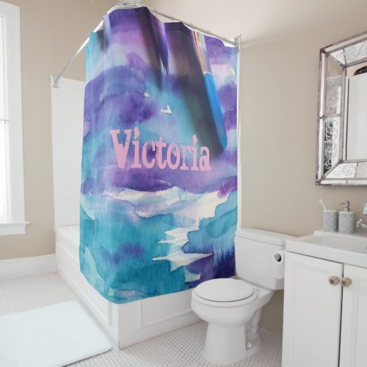 シャワーカーテン水色ブルー シャワーカーテン (インサイチュ)