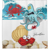 シャワーカーテン海波蟹シェルタコ シャワーカーテン (正面)