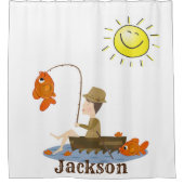 シャワーカーテン漁師魚釣りフィッシュサンボート シャワーカーテン (正面)