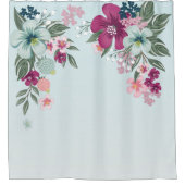 シャワーカーテン熱帯花オンブルーグラデーション シャワーカーテン (正面)